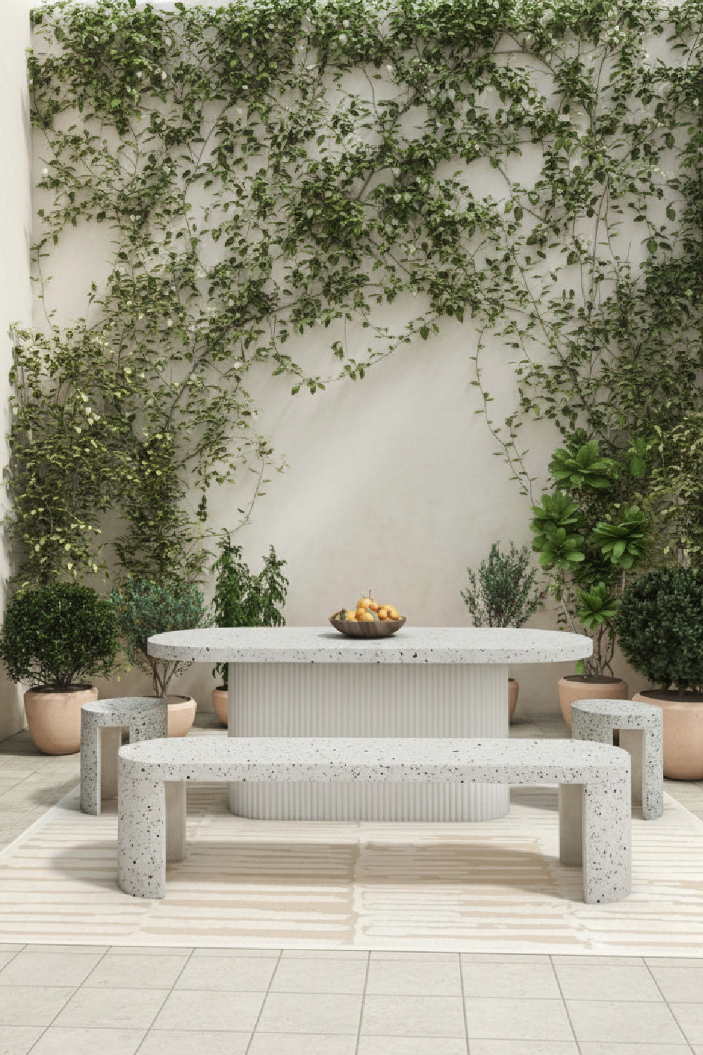 Modern European furniture - White Terrazzo Outdoor Stool - www.oroa.com