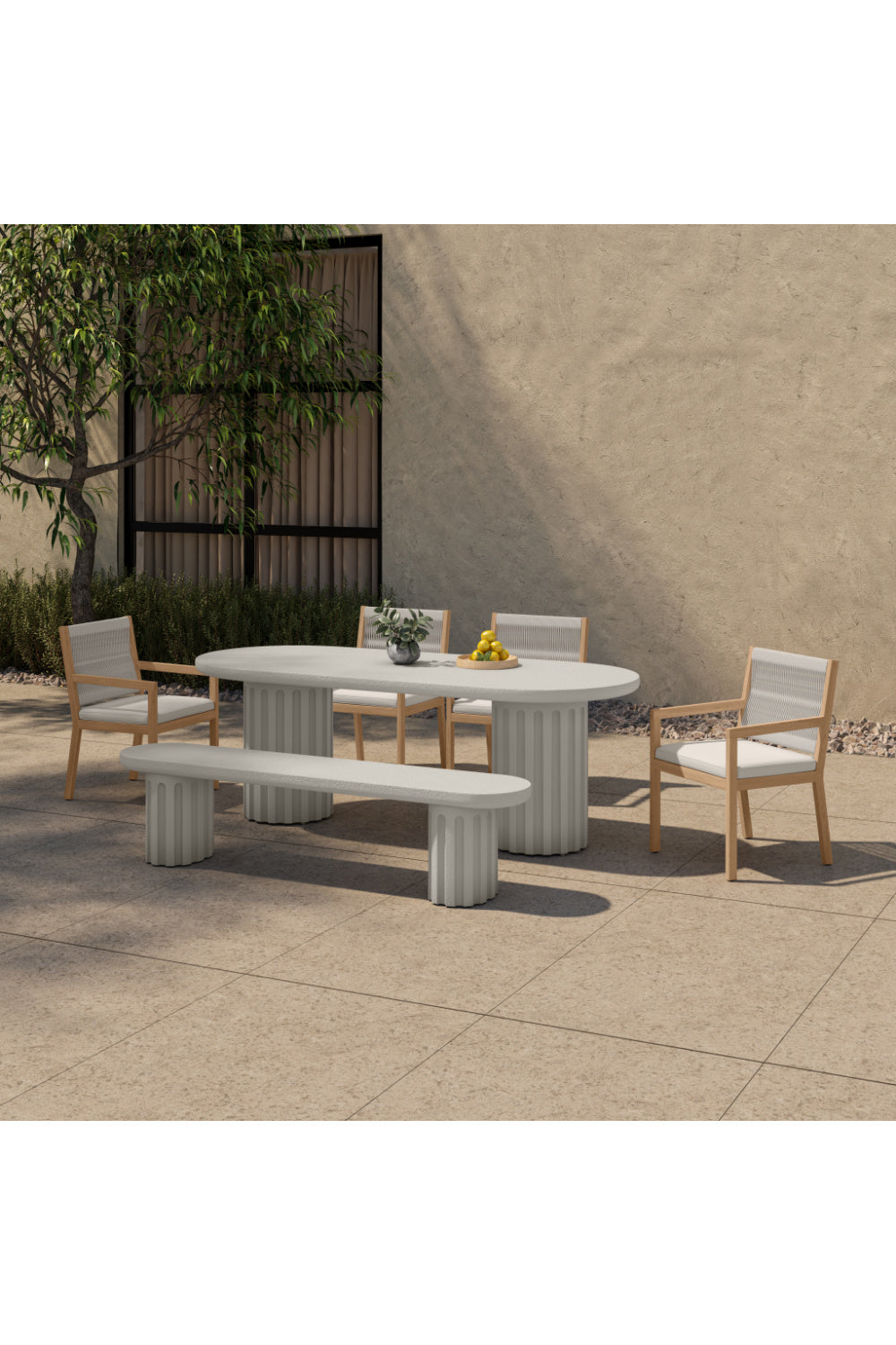 Modern European furniture - White Oval Outdoor Dining Table - www.oroa.com | Oroa.com