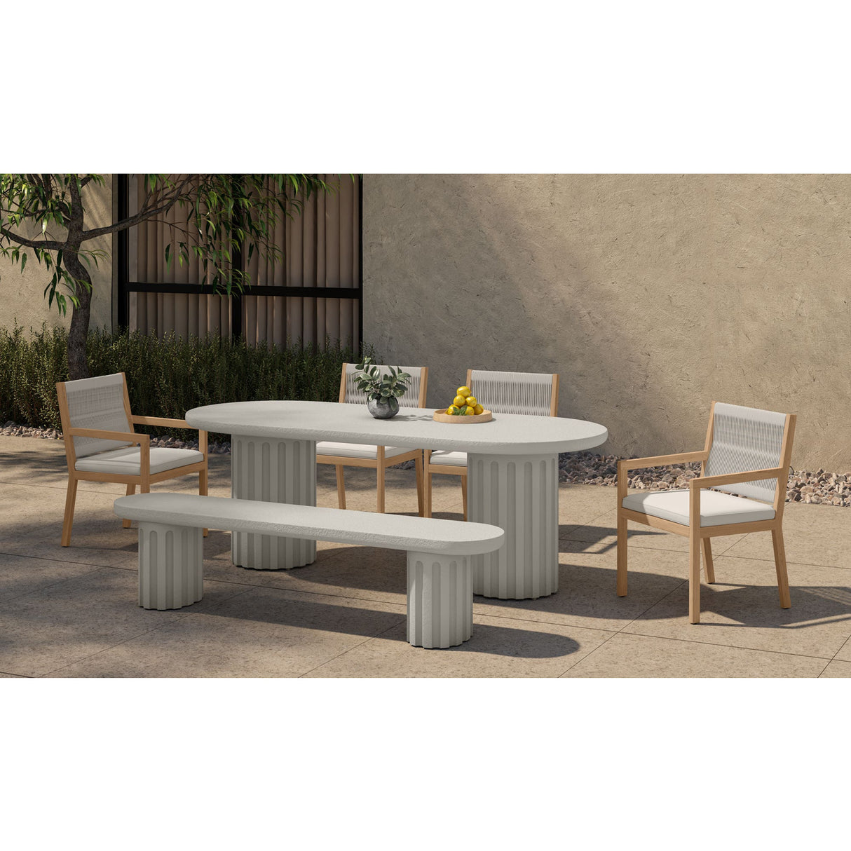 Modern European furniture - White Oval Outdoor Dining Table - www.oroa.com | Oroa.com