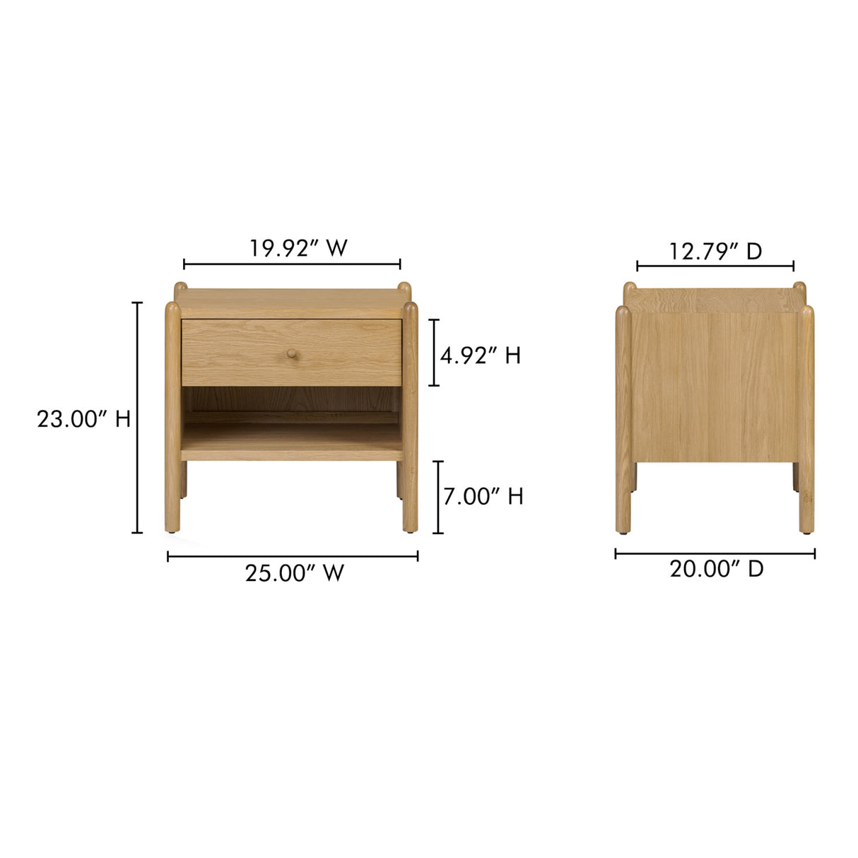 Modern European furniture - Oak Veneer 1-Drawer Nightstand - www.oroa.com