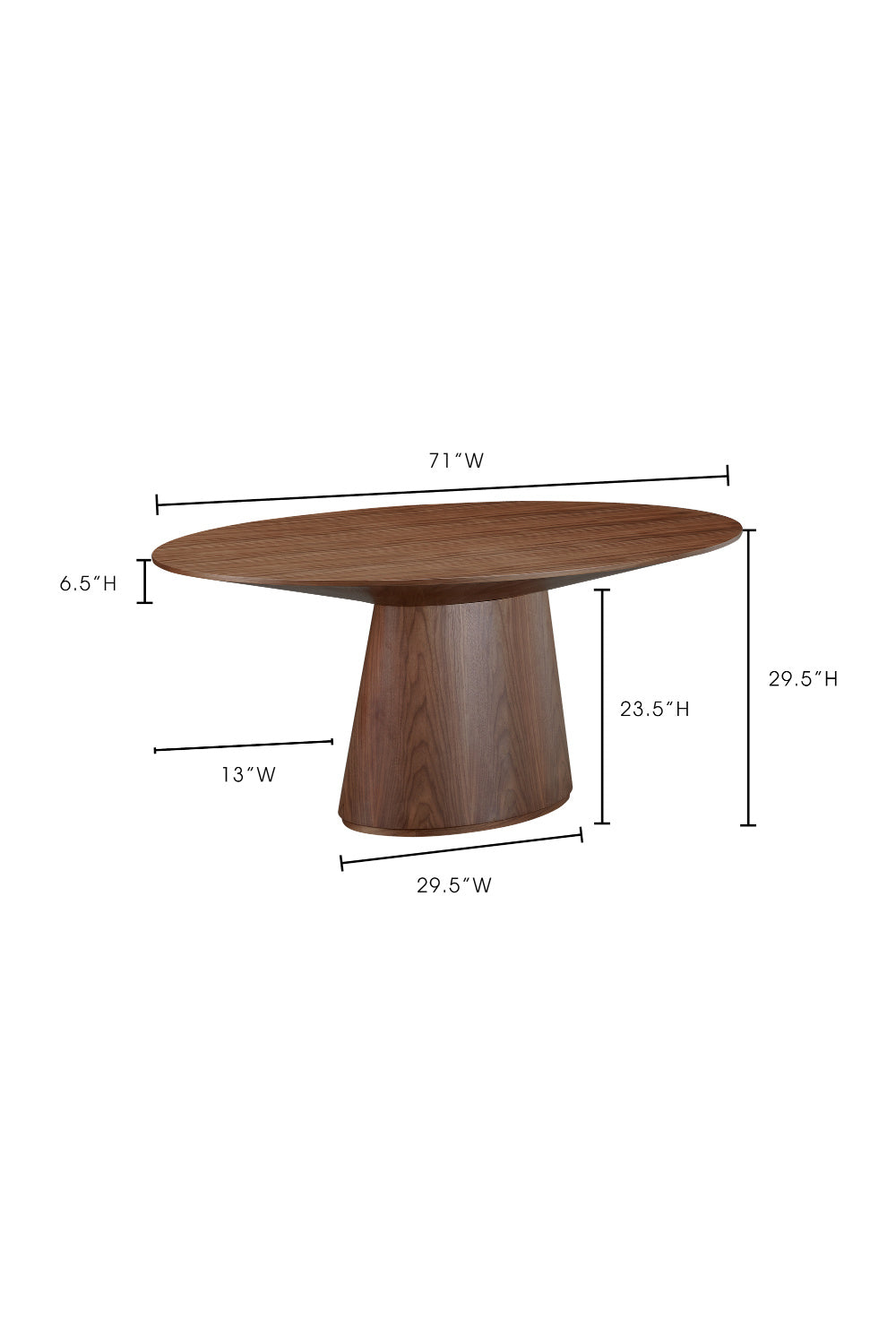Modern European furniture - Walnut Veneer Oval Dining Table - www.oroa.com