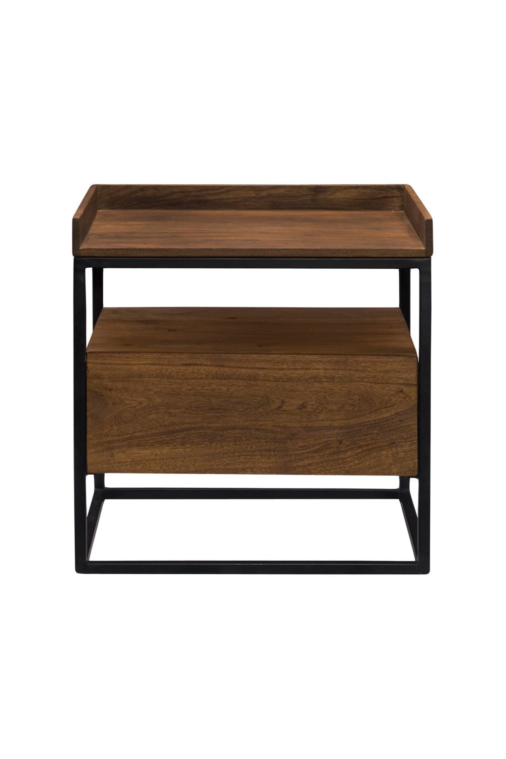 Modern European furniture - Brown Acacia 1-Drawer Side Table - www.oroa.com