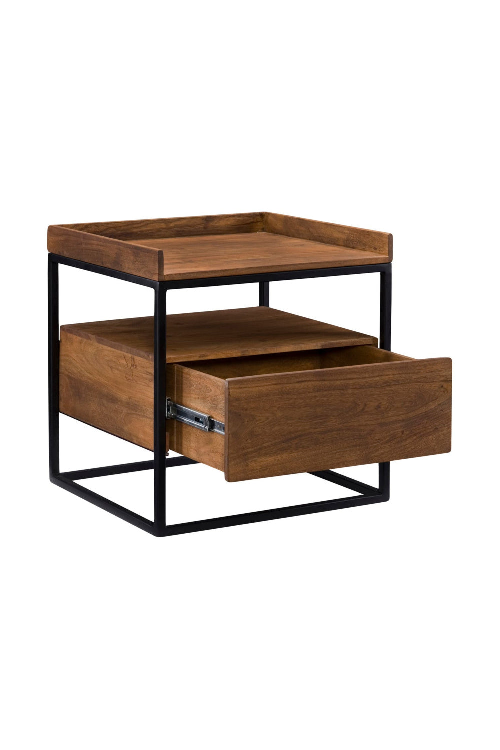 Modern European furniture - Brown Acacia 1-Drawer Side Table - www.oroa.com | Oroa.com