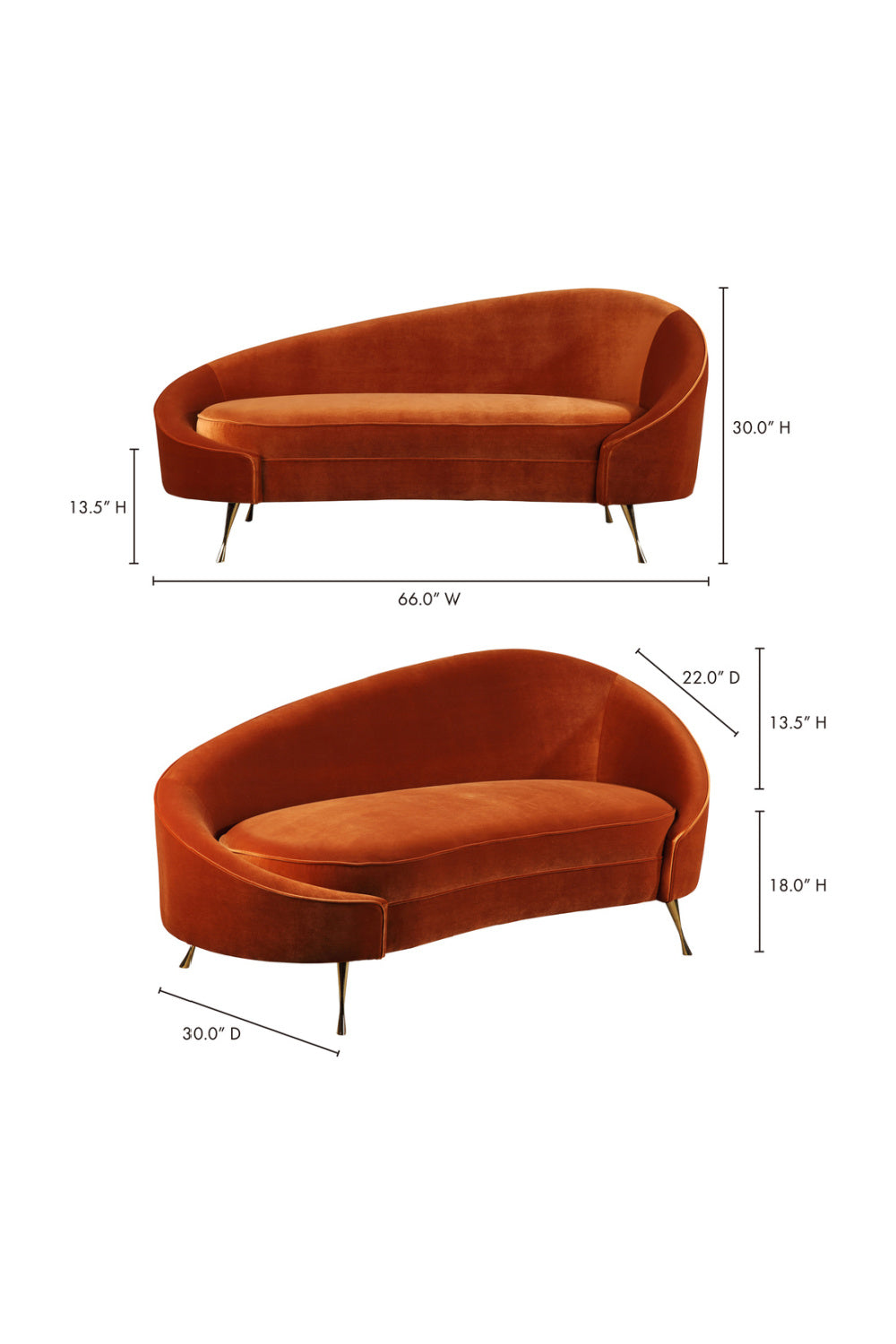 Modern European furniture - Orange Asymmetrical Chaise - www.oroa.com | Oroa.com
