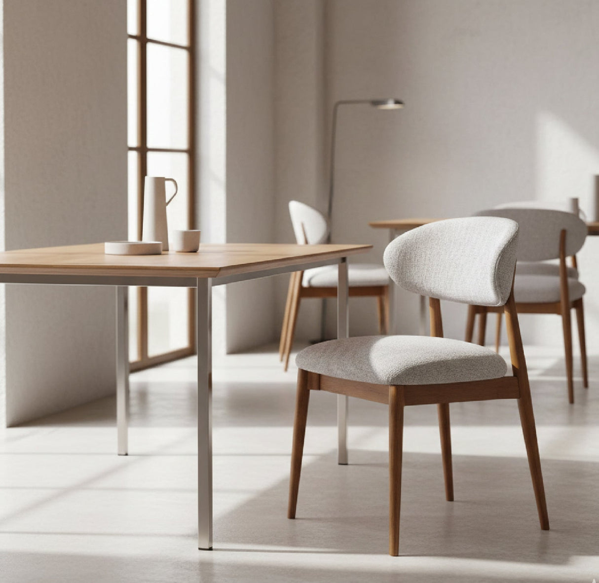 Modern European furniture - White Padded Dining Chair - www.oroa.com