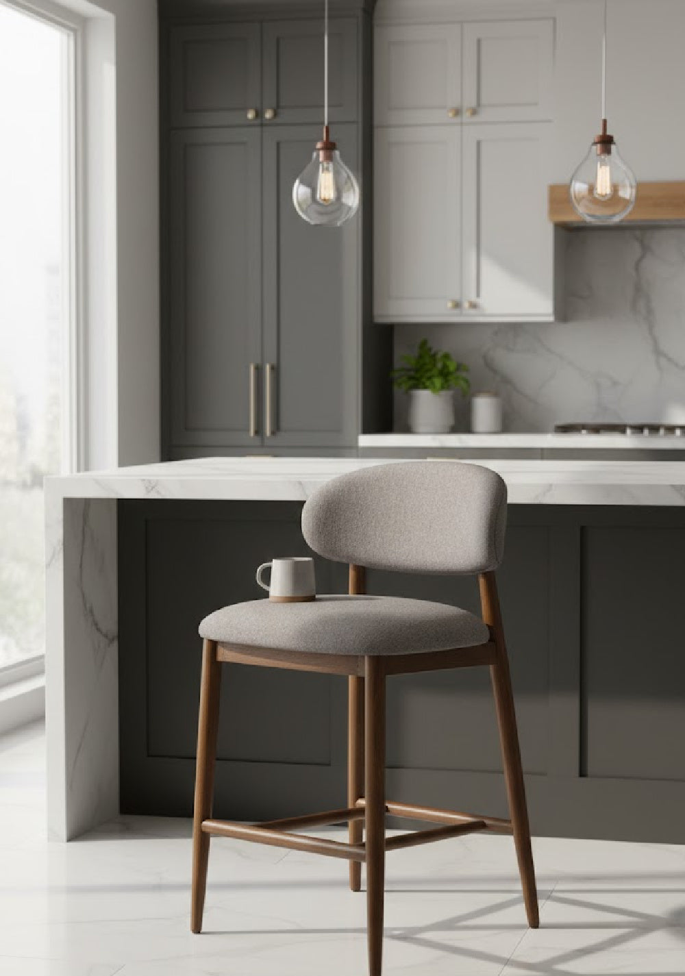 Modern European furniture - Rubberwood Framed Counter Stool - www.oroa.com | Oroa.com