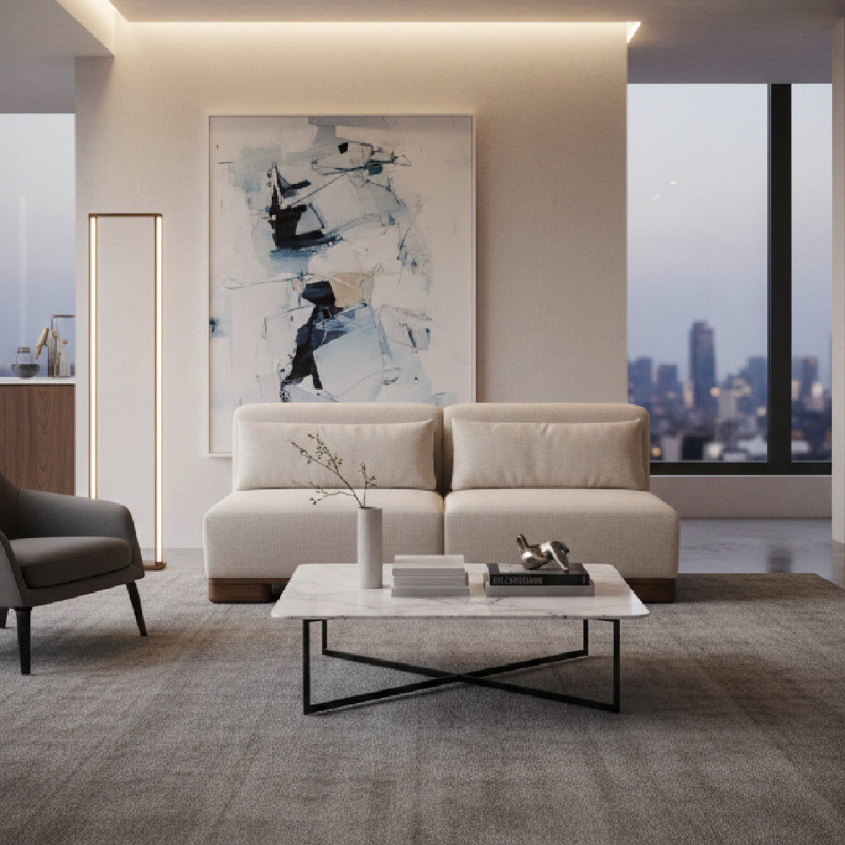 Modern European furniture - Cream Fabric Sofa - www.oroa.com | Oroa.com