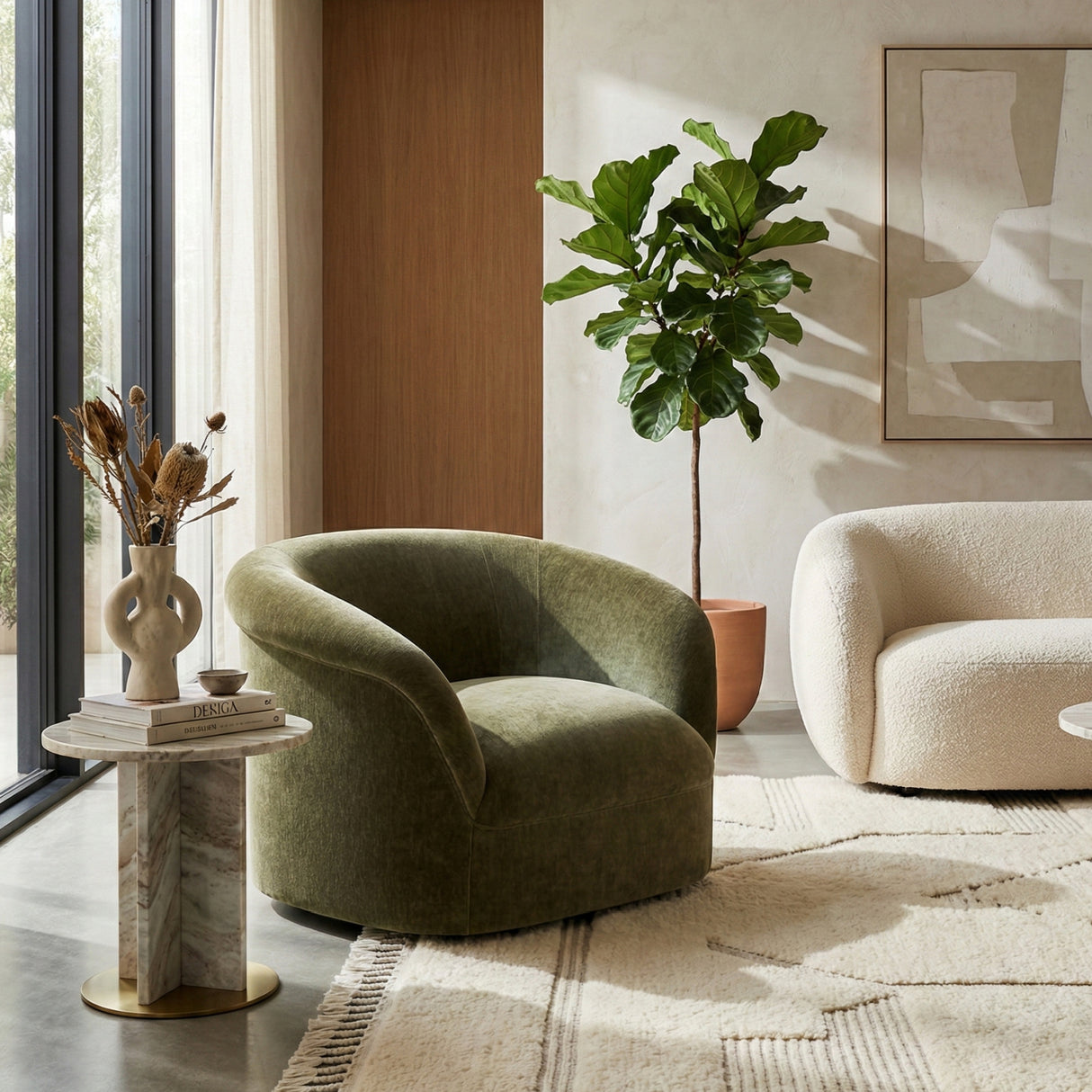 Modern European furniture - Velvet Rolled-Arm Lounge Chair - www.oroa.com | Oroa.com