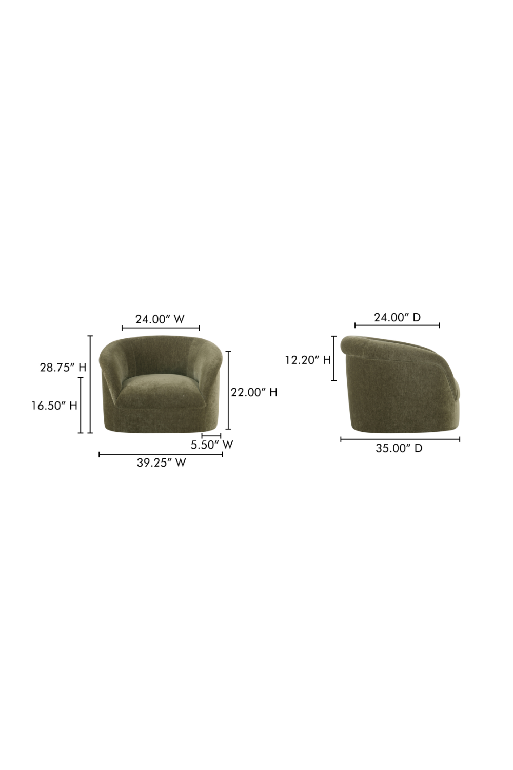 Modern European furniture - Velvet Rolled-Arm Lounge Chair - www.oroa.com | Oroa.com