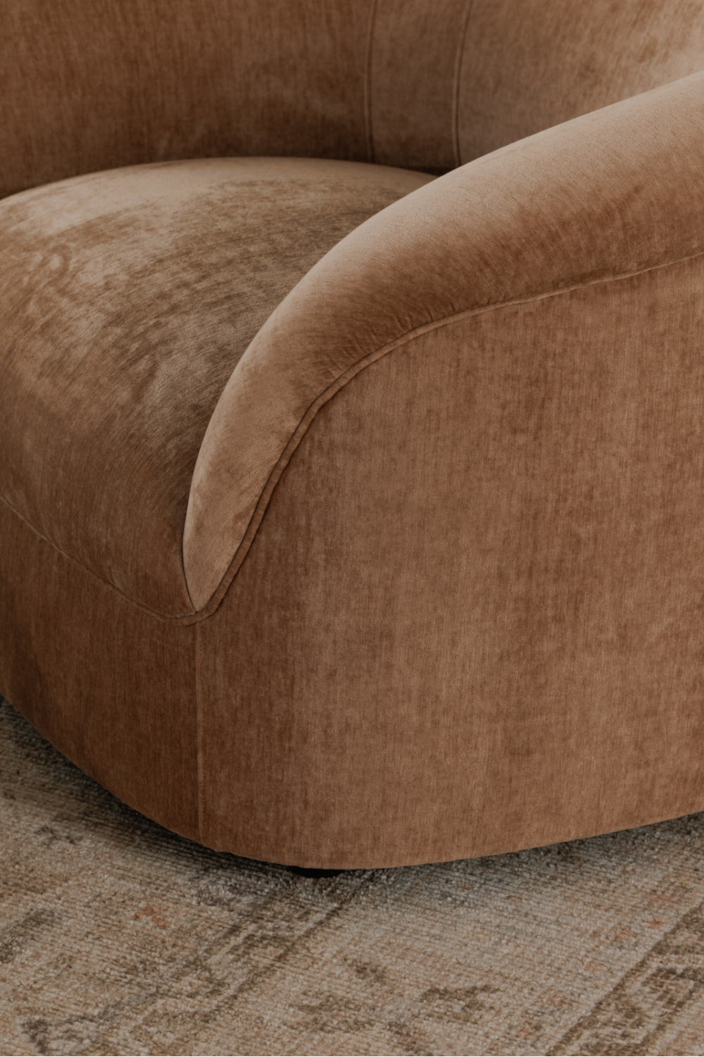 Modern European furniture - Velvet Rolled-Arm Lounge Chair - www.oroa.com | Oroa.com