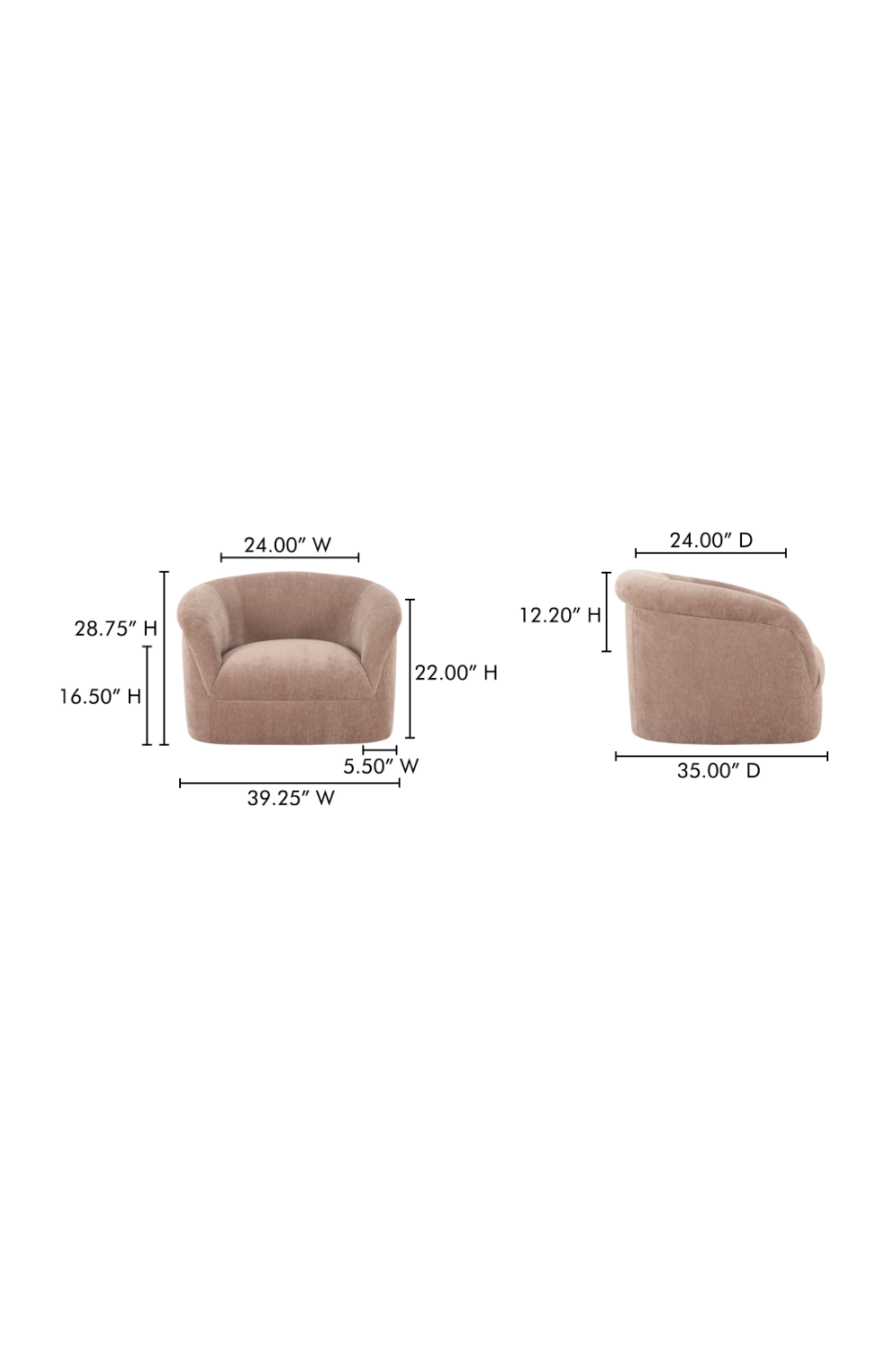 Modern European furniture - Velvet Rolled-Arm Lounge Chair - www.oroa.com | Oroa.com