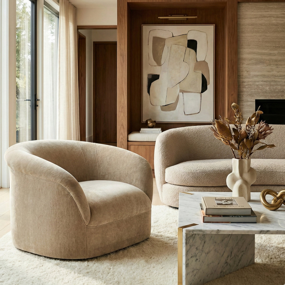 Modern European furniture - Velvet Rolled-Arm Lounge Chair - www.oroa.com | Oroa.com
