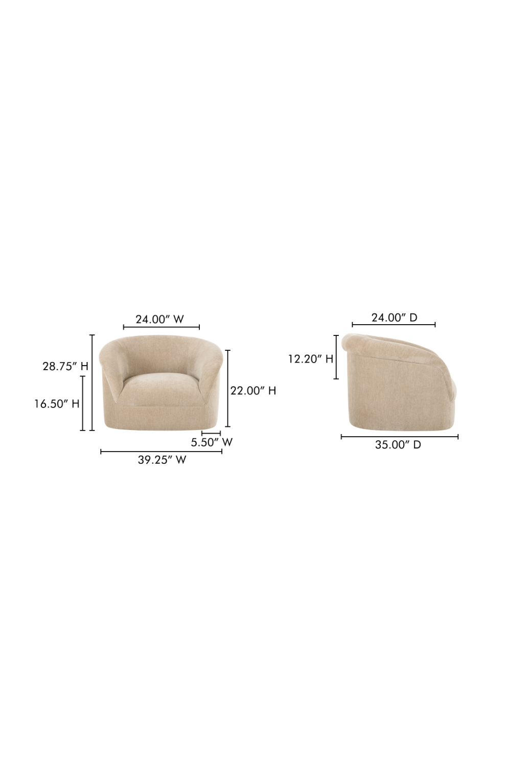 Modern European furniture - Velvet Rolled-Arm Lounge Chair - www.oroa.com | Oroa.com