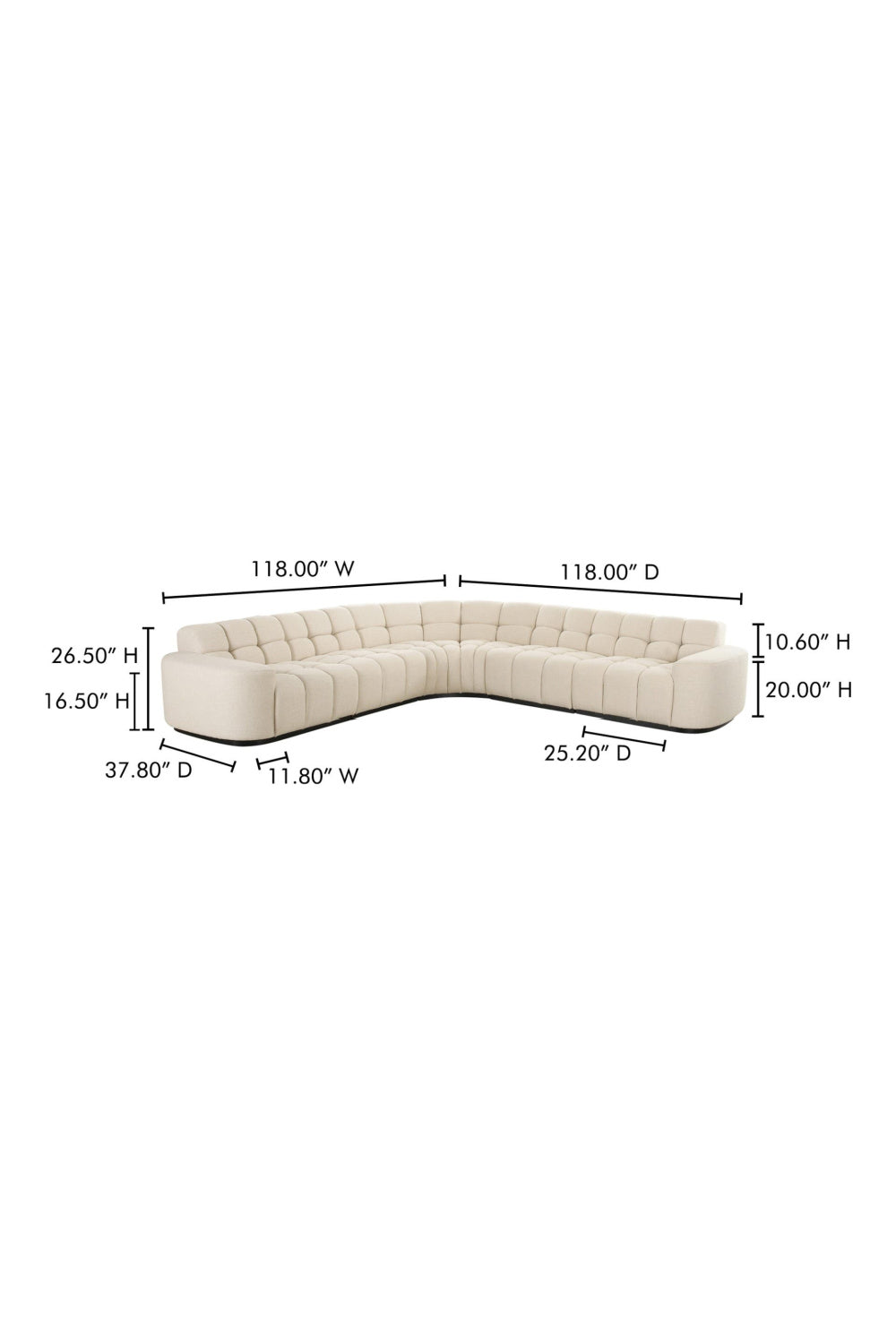 Modern European furniture - Square-Tufted L-Shaped Sectional Sofa - www.oroa.com | Oroa.com