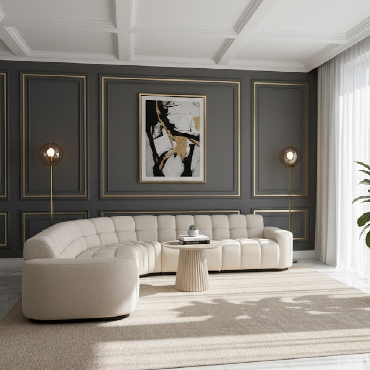 Square-Tufted L-Shaped Sectional Sofa | Oroa.com