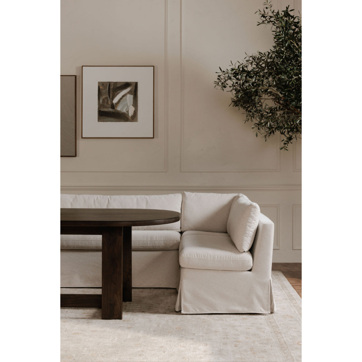 Modern European furniture - Beige Dining Bench Slipcover - www.oroa.com | Oroa.com