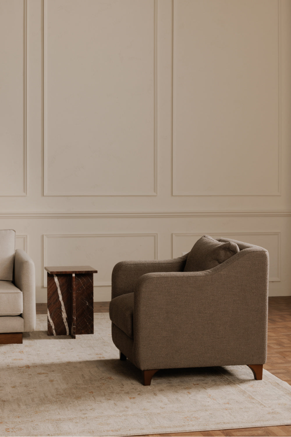 Modern European furniture - Textured Boucle Accent Chair - www.oroa.com | Oroa.com