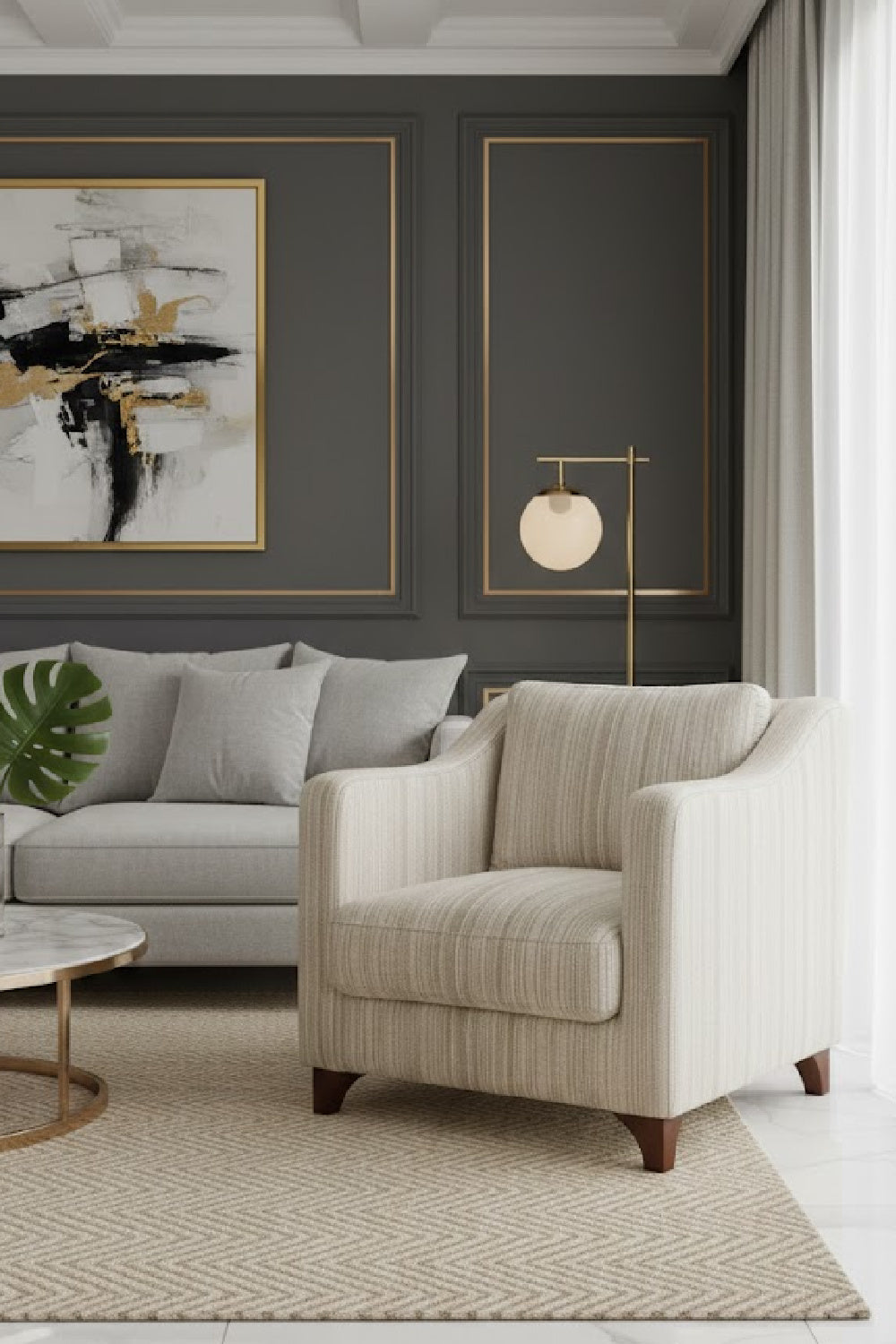 Modern European furniture - Textured Boucle Accent Chair - www.oroa.com | Oroa.com