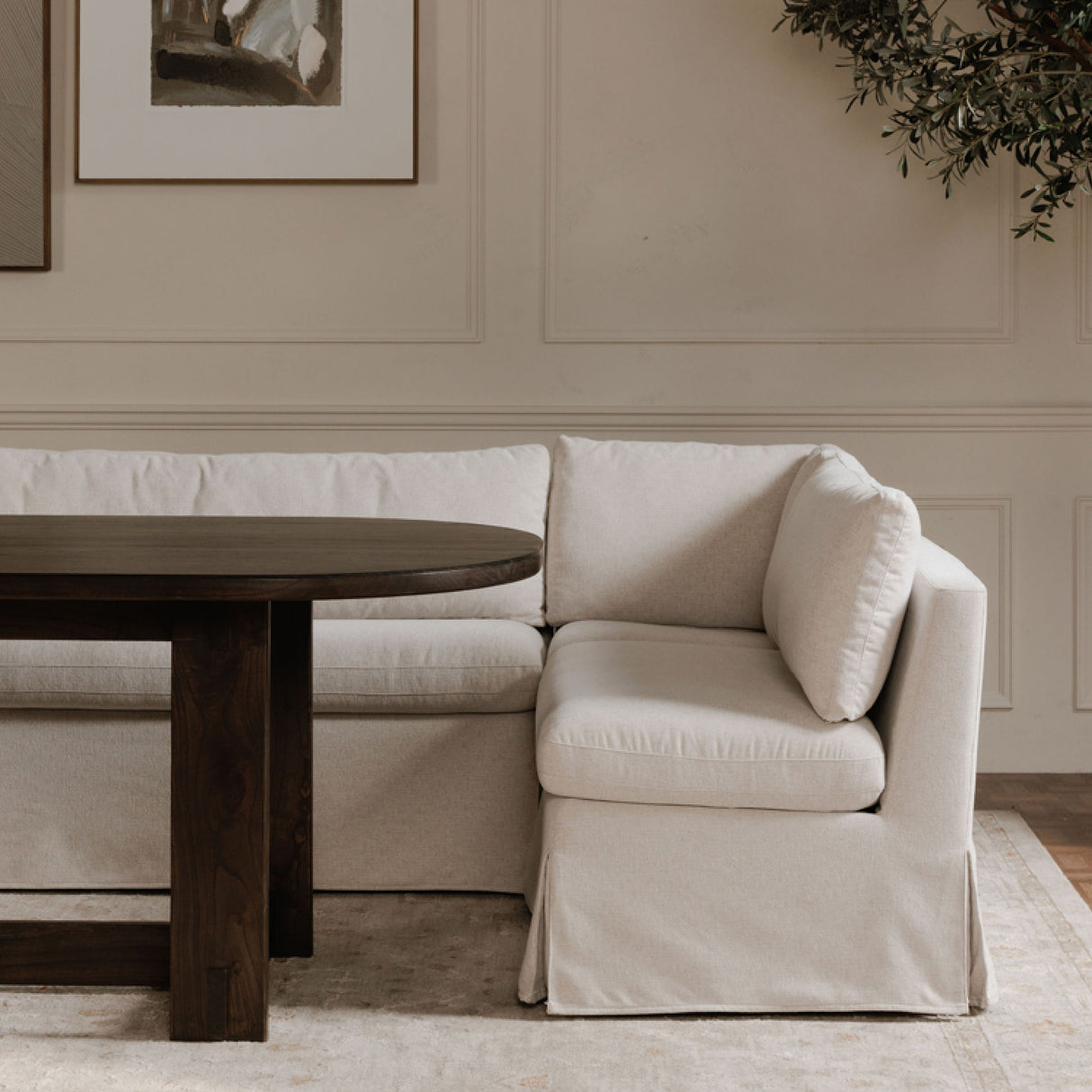 Modern European furniture - Beige U-Shaped Dining Banquette Slipcover M - www.oroa.com