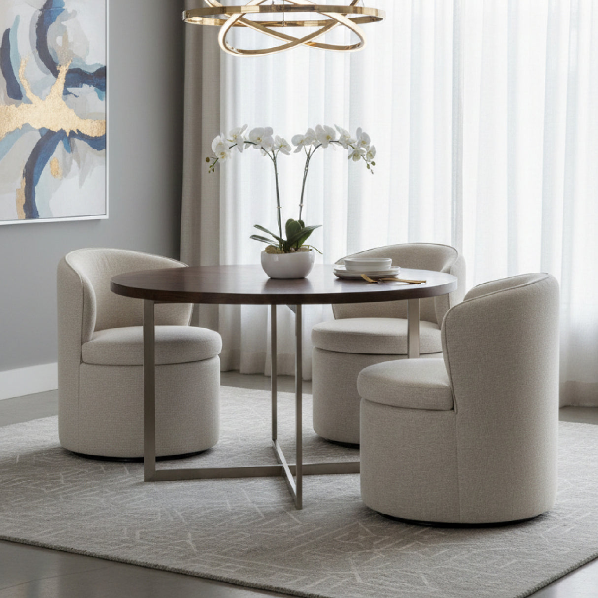 Modern European furniture - Upholstered Swivel Dining Chair - www.oroa.com | Oroa.com