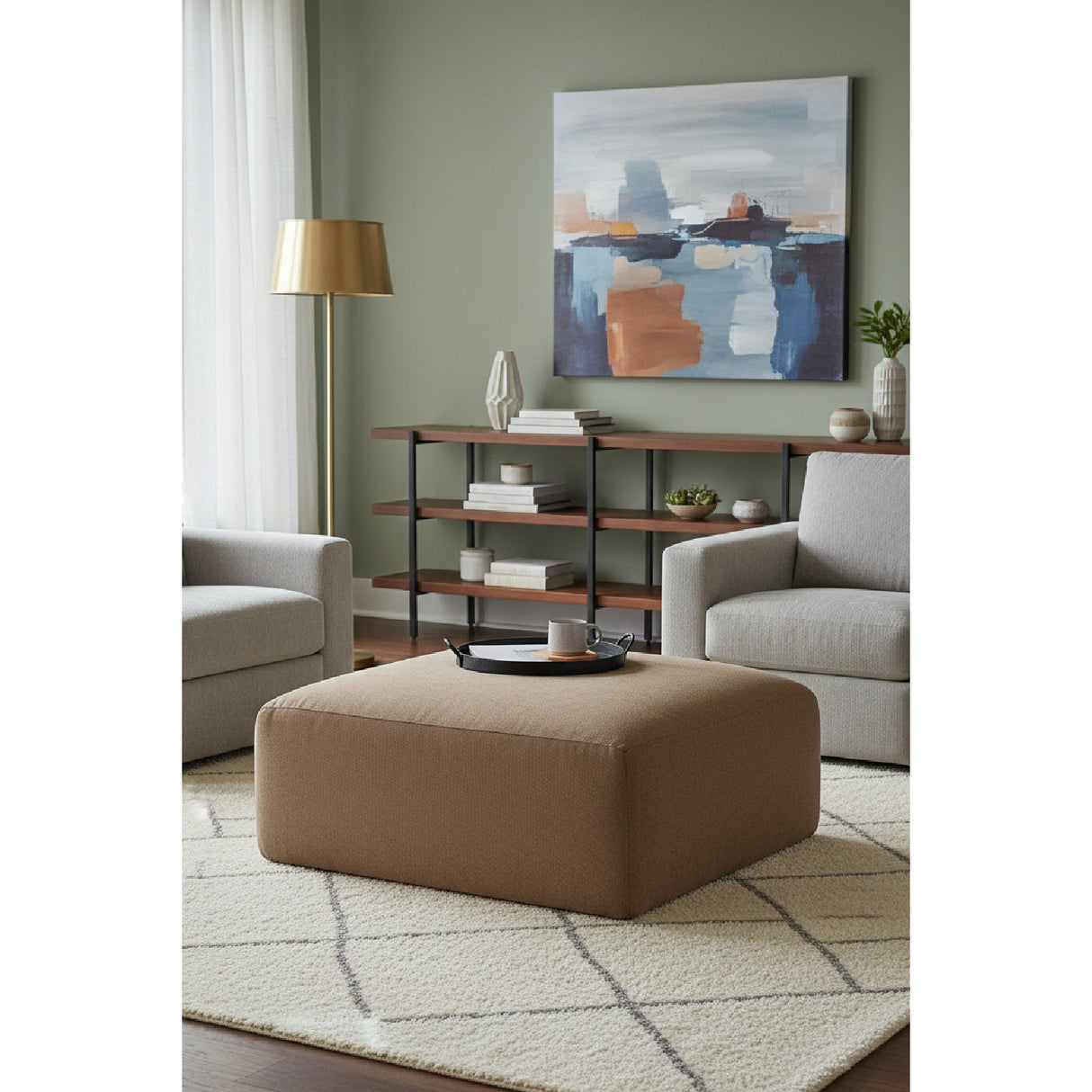Brown Slipcover Ottoman | Oroa.com