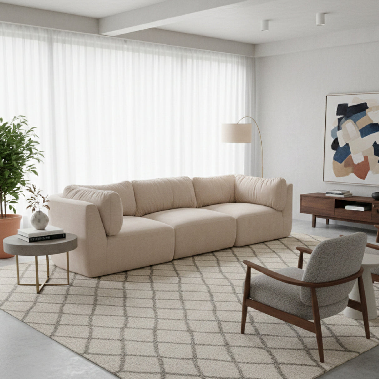 Modern European furniture - Chenille 3-Seater Sofa - www.oroa.com | Oroa.com