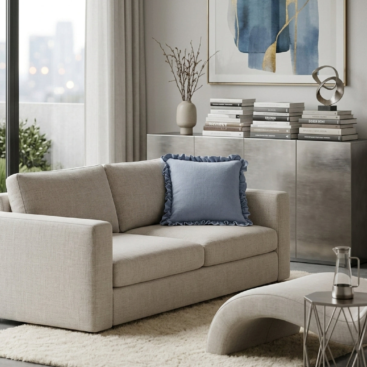 Modern European furniture - Ruffled-Edge Linen Cushion - www.oroa.com | Oroa.com