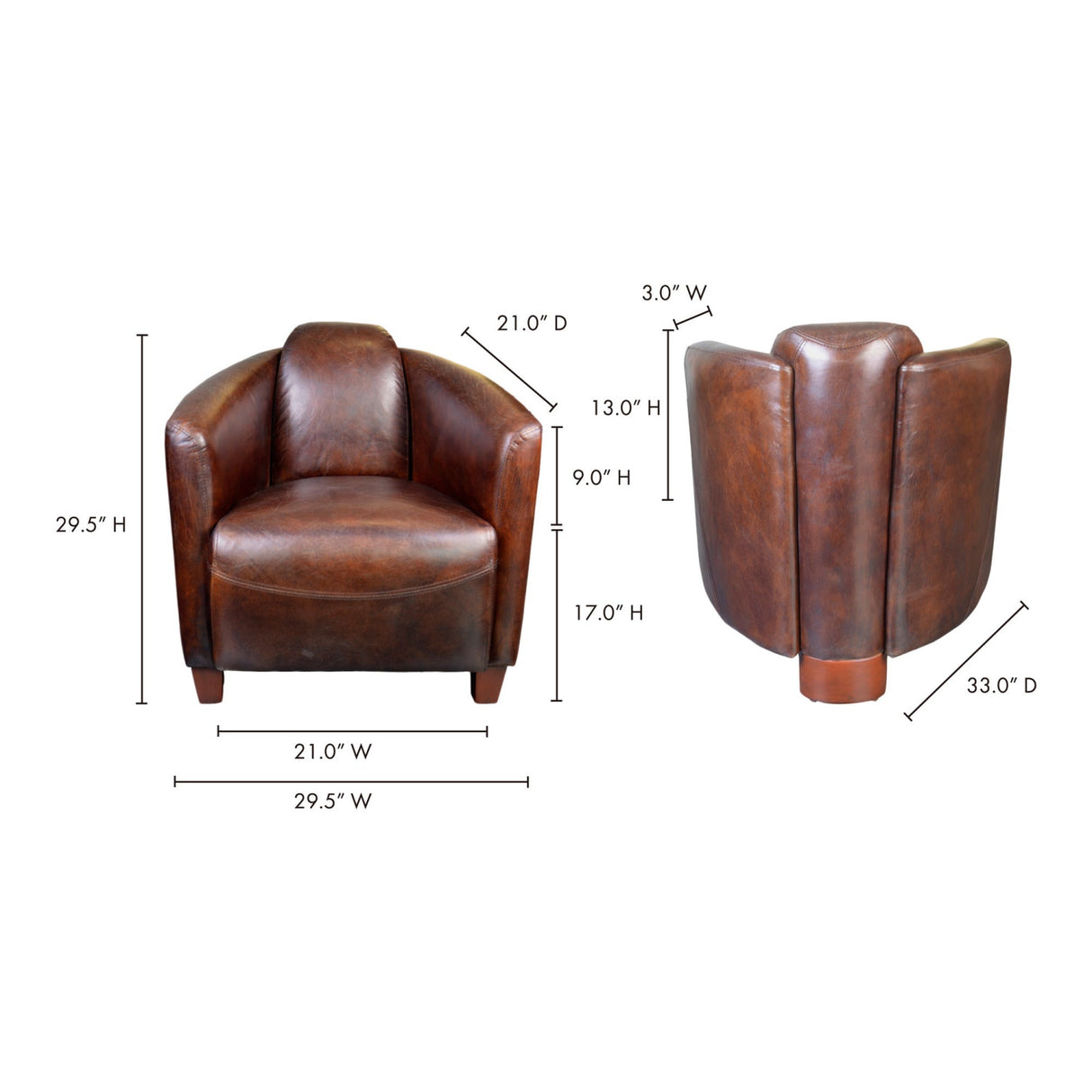 Modern European furniture - Brown Leather Club Chair - www.oroa.com