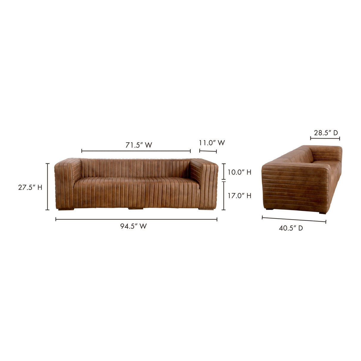 Modern European furniture - Channel-Stitched Leather Sofa - www.oroa.com