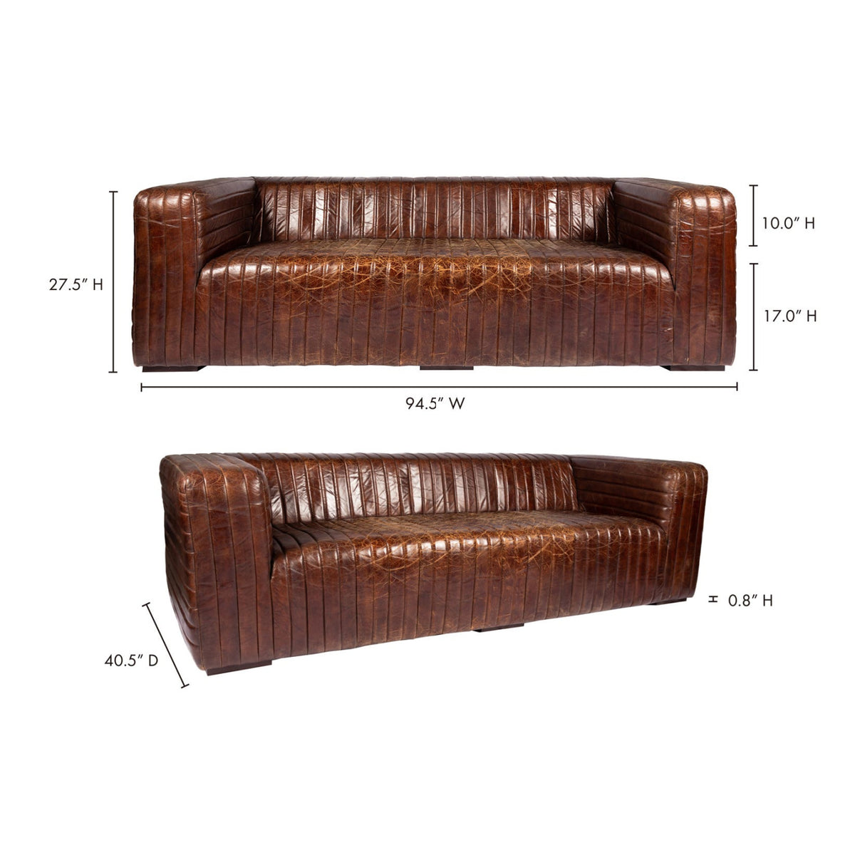 Modern European furniture - Channel-Stitched Leather Sofa - www.oroa.com