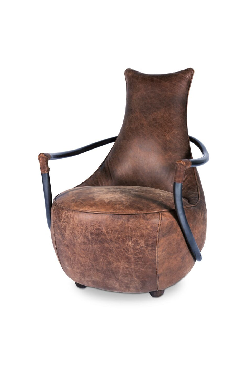 Modern European furniture - Brown Leather Club Chair - www.oroa.com