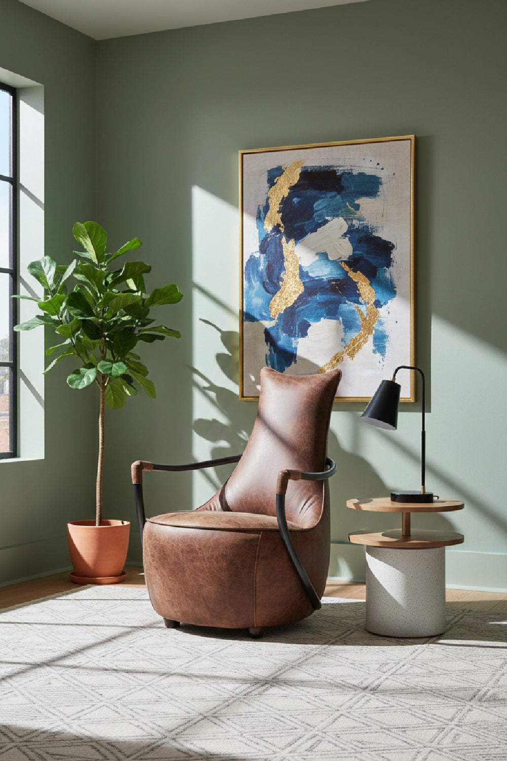 Modern European furniture - Brown Leather Club Chair - www.oroa.com