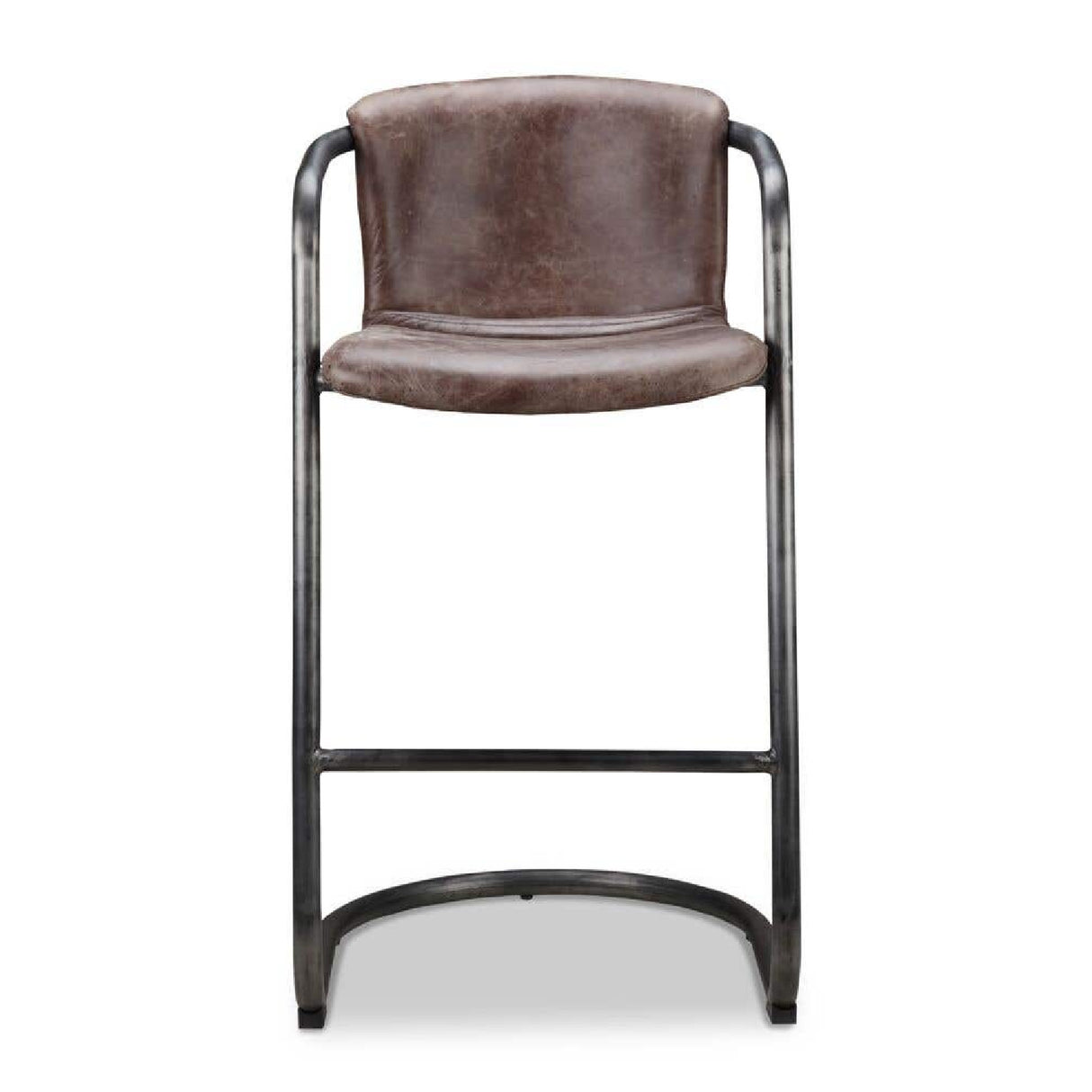 Modern European furniture - Leather Cantilevered Bar Stool Set (2) - www.oroa.com | Oroa.com