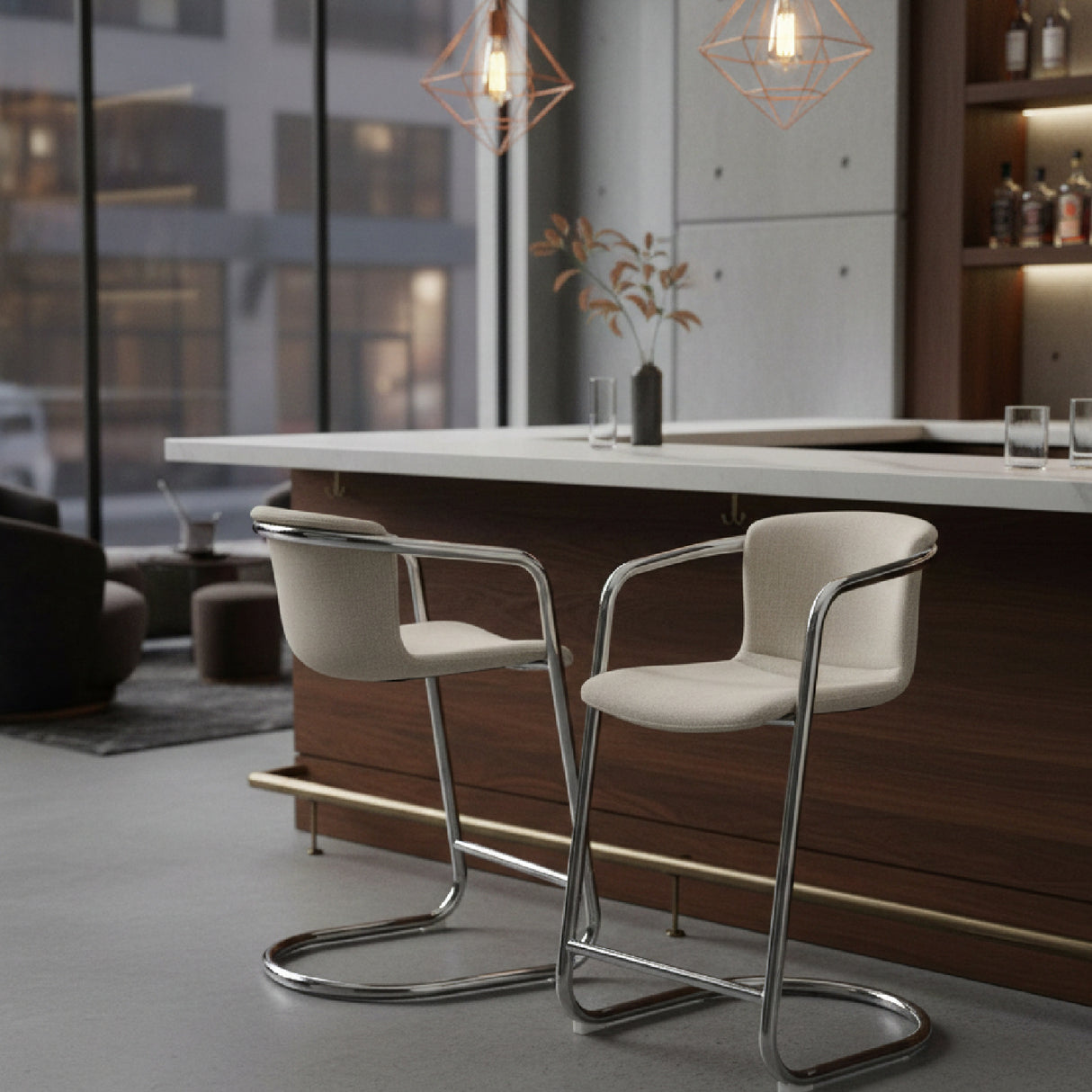 Modern European furniture - Cantilevered Counter Stool Set (2) - www.oroa.com | Oroa.com