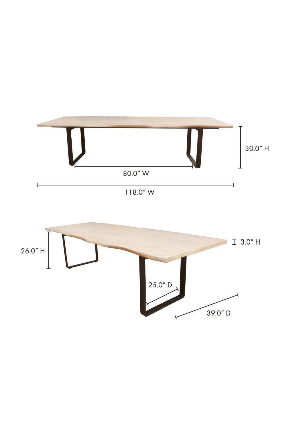 Mango Wood Top Dining Table | Novi Living Wilks | Oroa.com