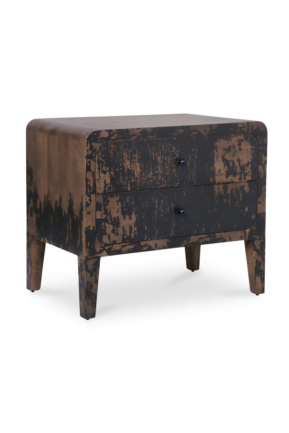 Modern European furniture - Distressed Black 2-Drawer Nightstand - www.oroa.com