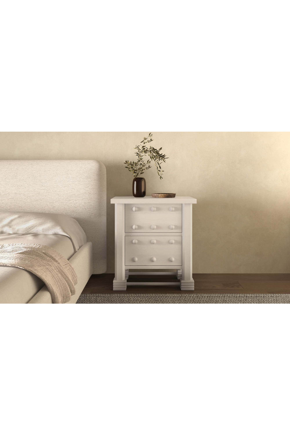 Modern European furniture - Whitewashed 2-Drawer Nightstand - www.oroa.com | Oroa.com