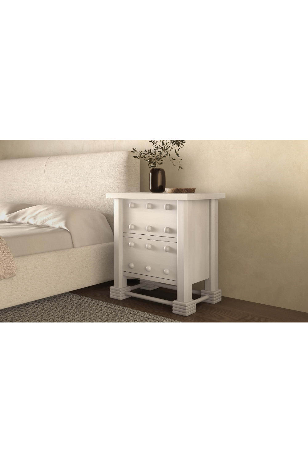 Modern European furniture - Whitewashed 2-Drawer Nightstand - www.oroa.com | Oroa.com