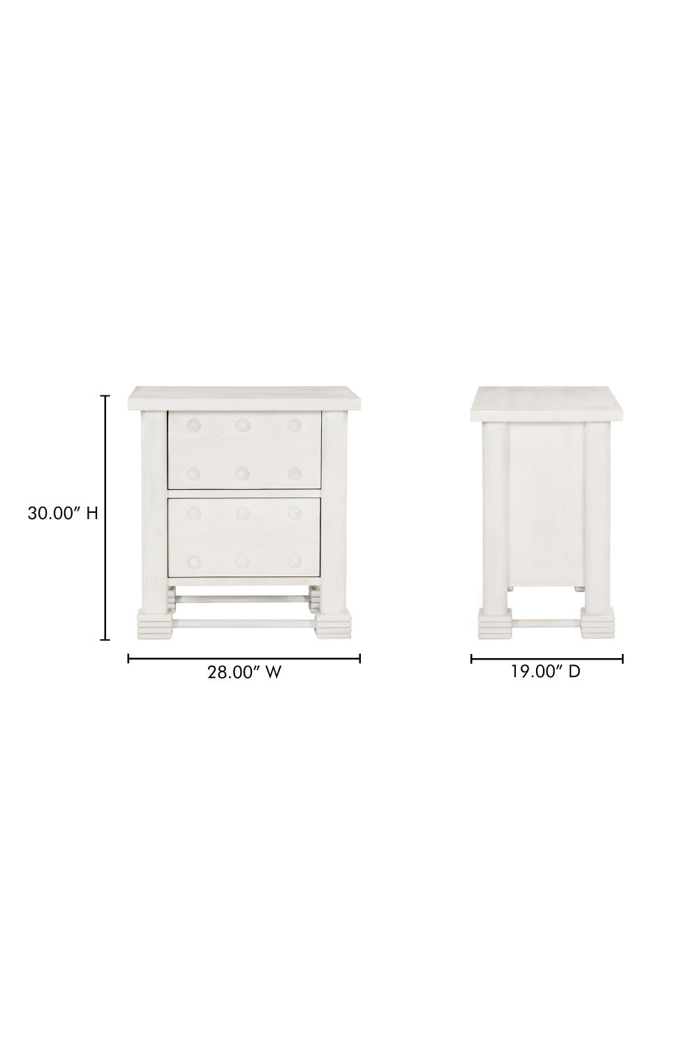 Modern European furniture - Whitewashed 2-Drawer Nightstand - www.oroa.com | Oroa.com