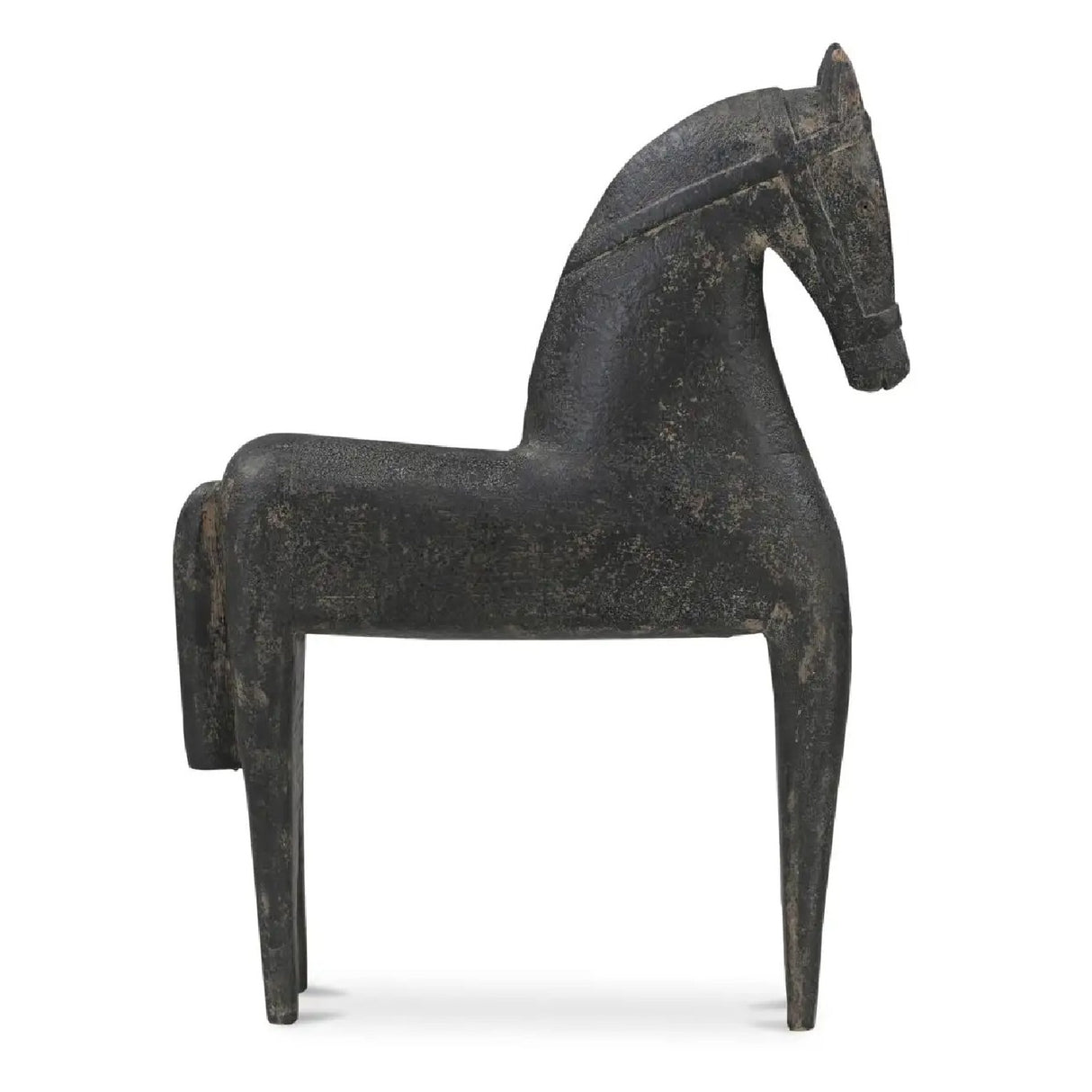 Modern European furniture - Black Wooden Horse Sculpture - www.oroa.com