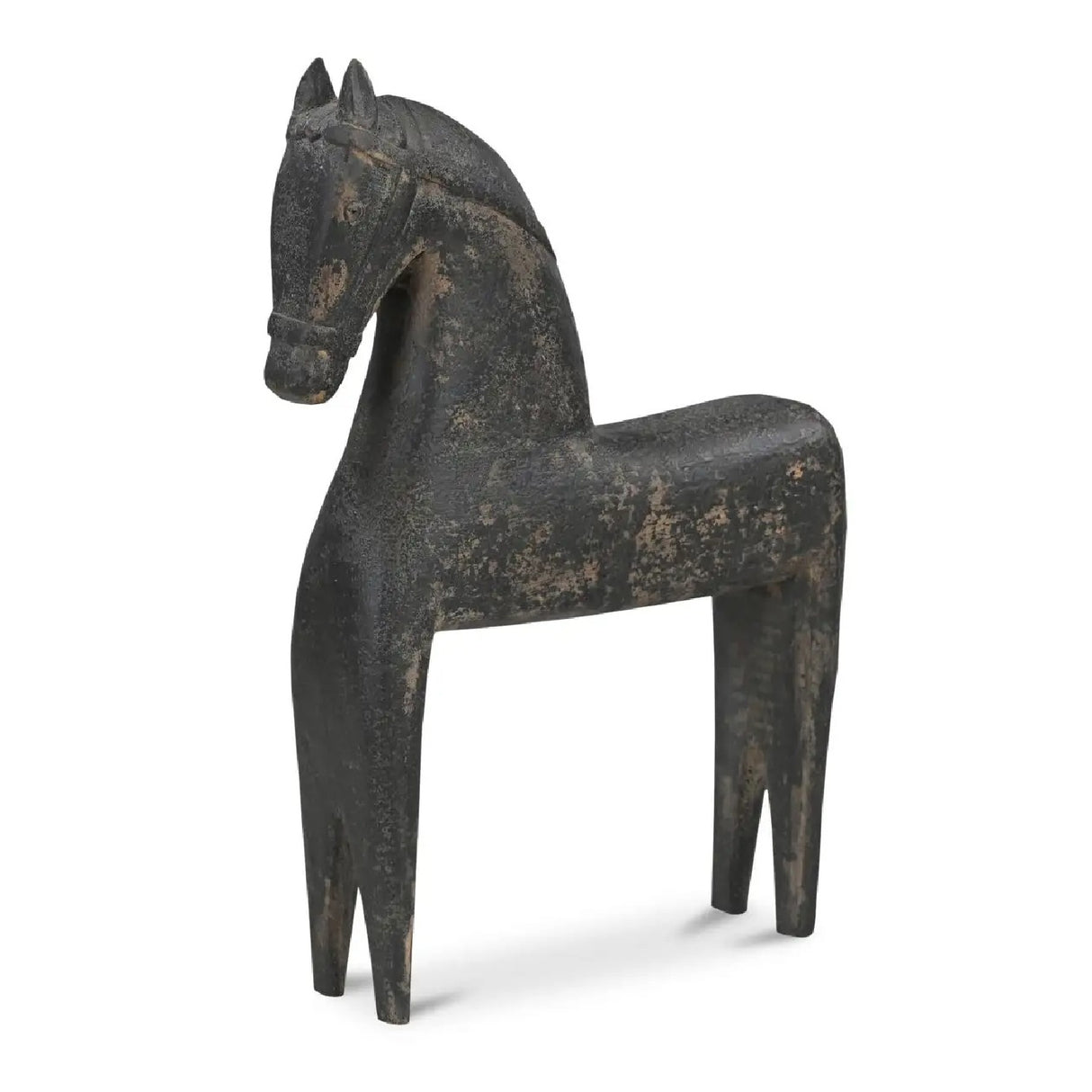 Modern European furniture - Black Wooden Horse Sculpture - www.oroa.com