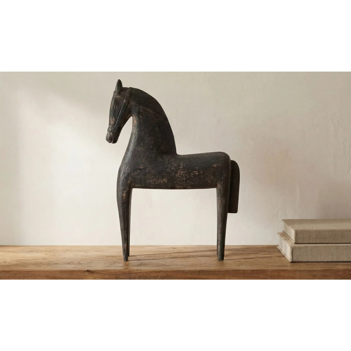 Modern European furniture - Black Wooden Horse Sculpture - www.oroa.com