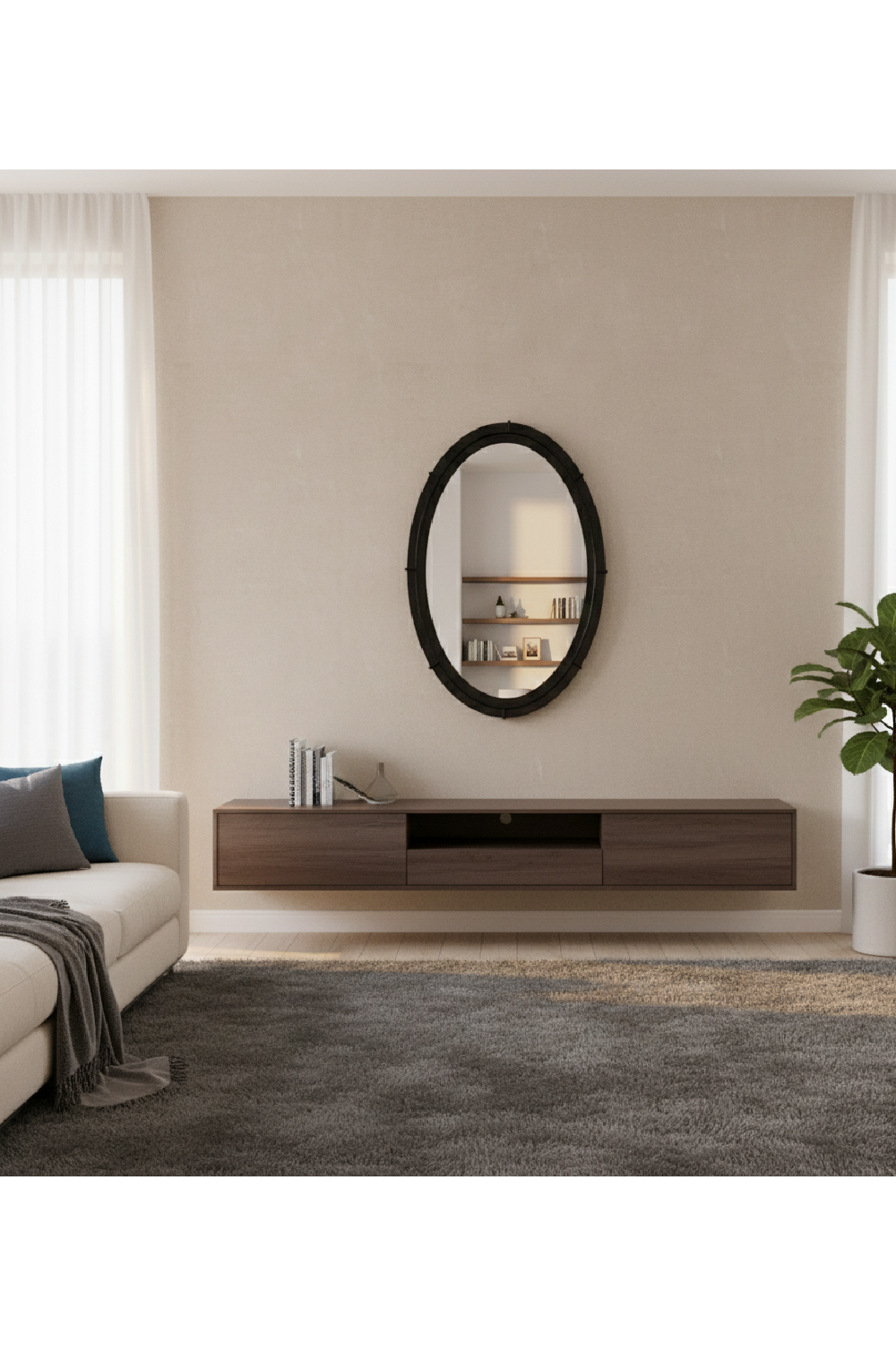 Aged Black Oval Mirror | Novi Living Antoni | Oroa.com