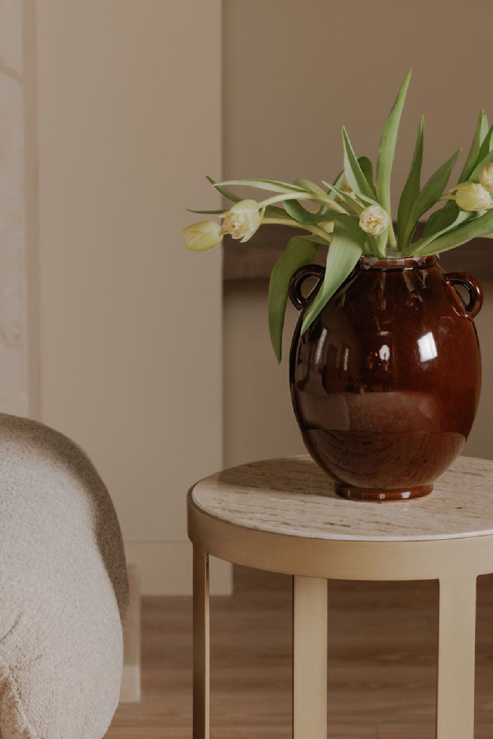 Modern European furniture - Round Travertine Accent Table - www.oroa.com | Oroa.com