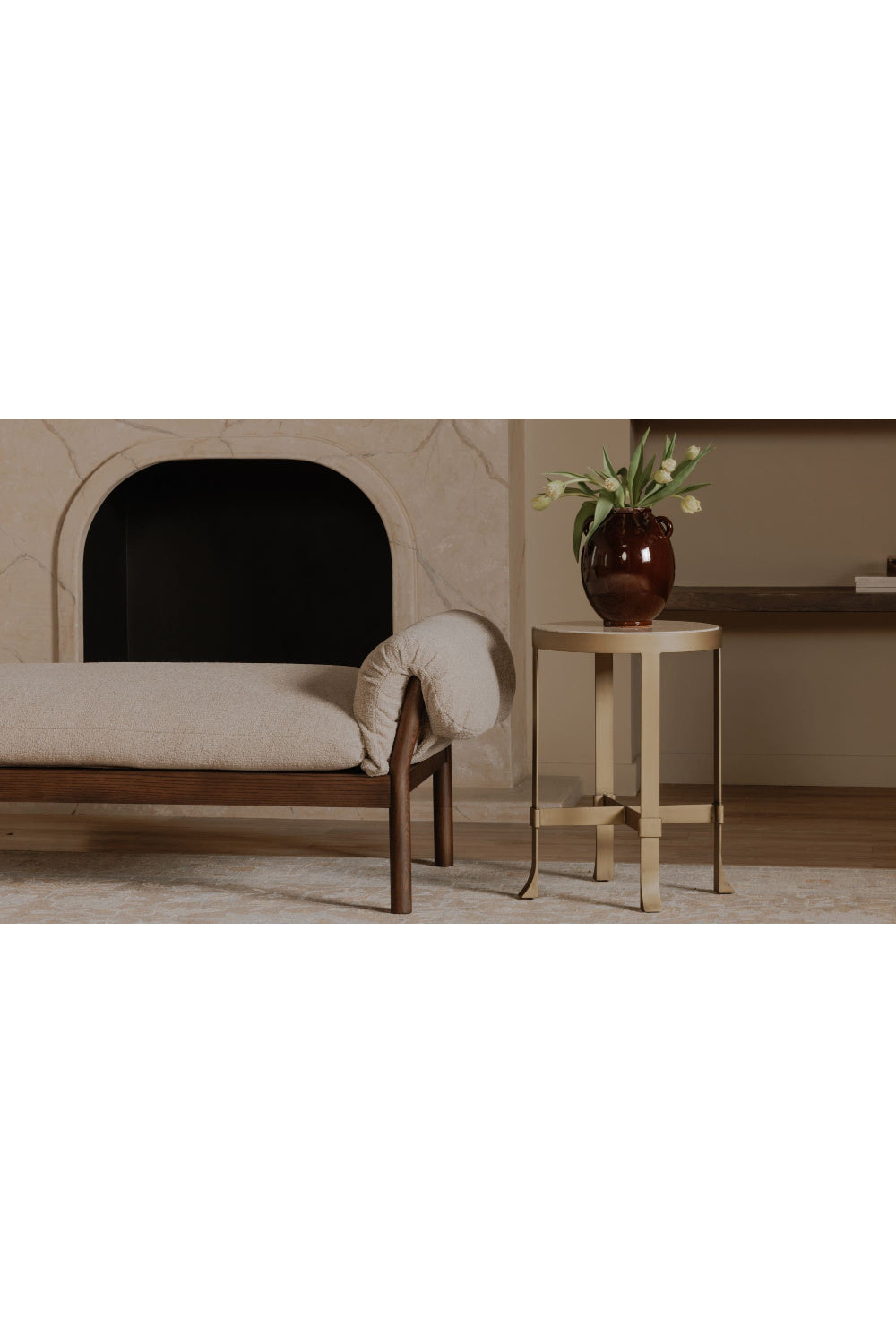 Modern European furniture - Round Travertine Accent Table - www.oroa.com | Oroa.com