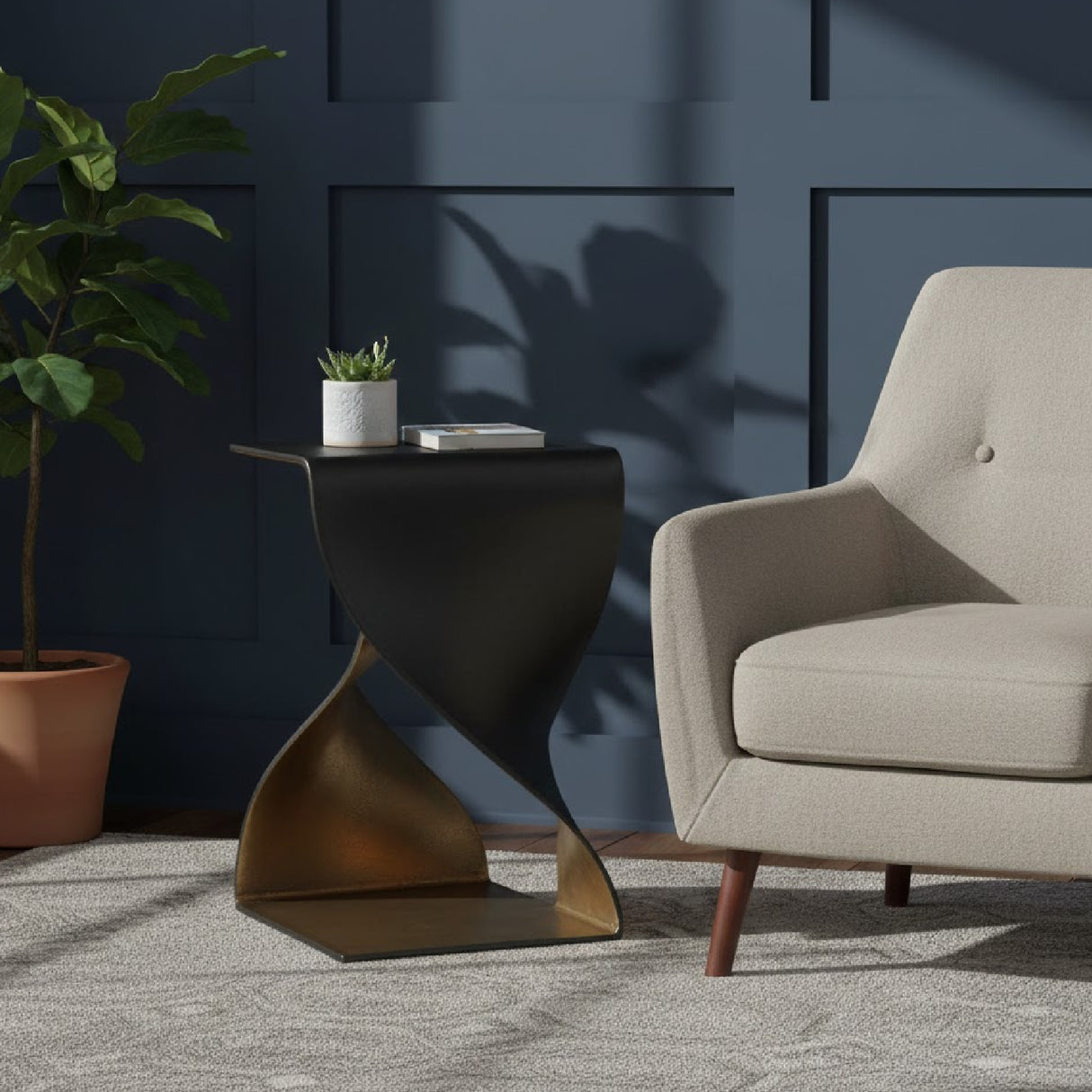 Modern European furniture - Two-Toned Metallic Accent Table - www.oroa.com