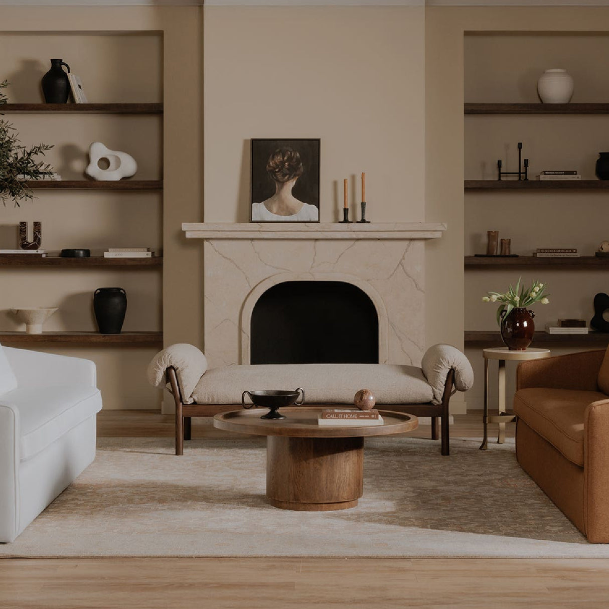 Modern European furniture - Round Tray Oak Coffee Table - www.oroa.com | Oroa.com