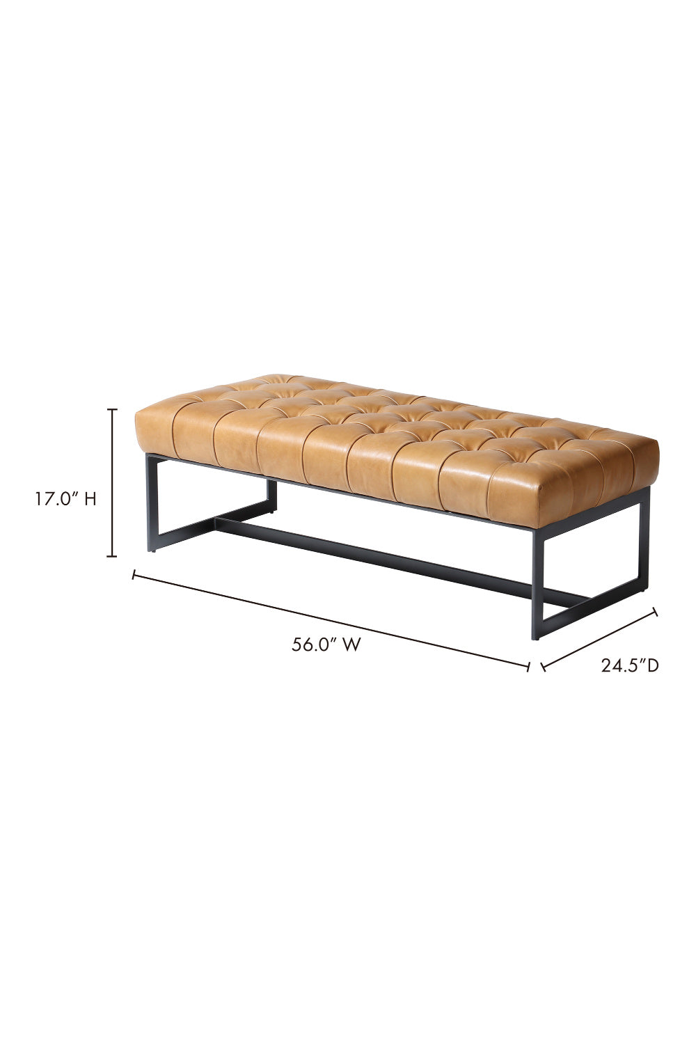 Modern European furniture - Tan Leather Tufted Bench - www.oroa.com