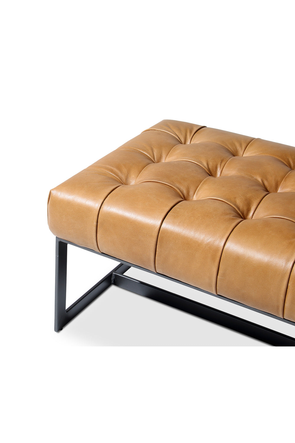 Modern European furniture - Tan Leather Tufted Bench - www.oroa.com
