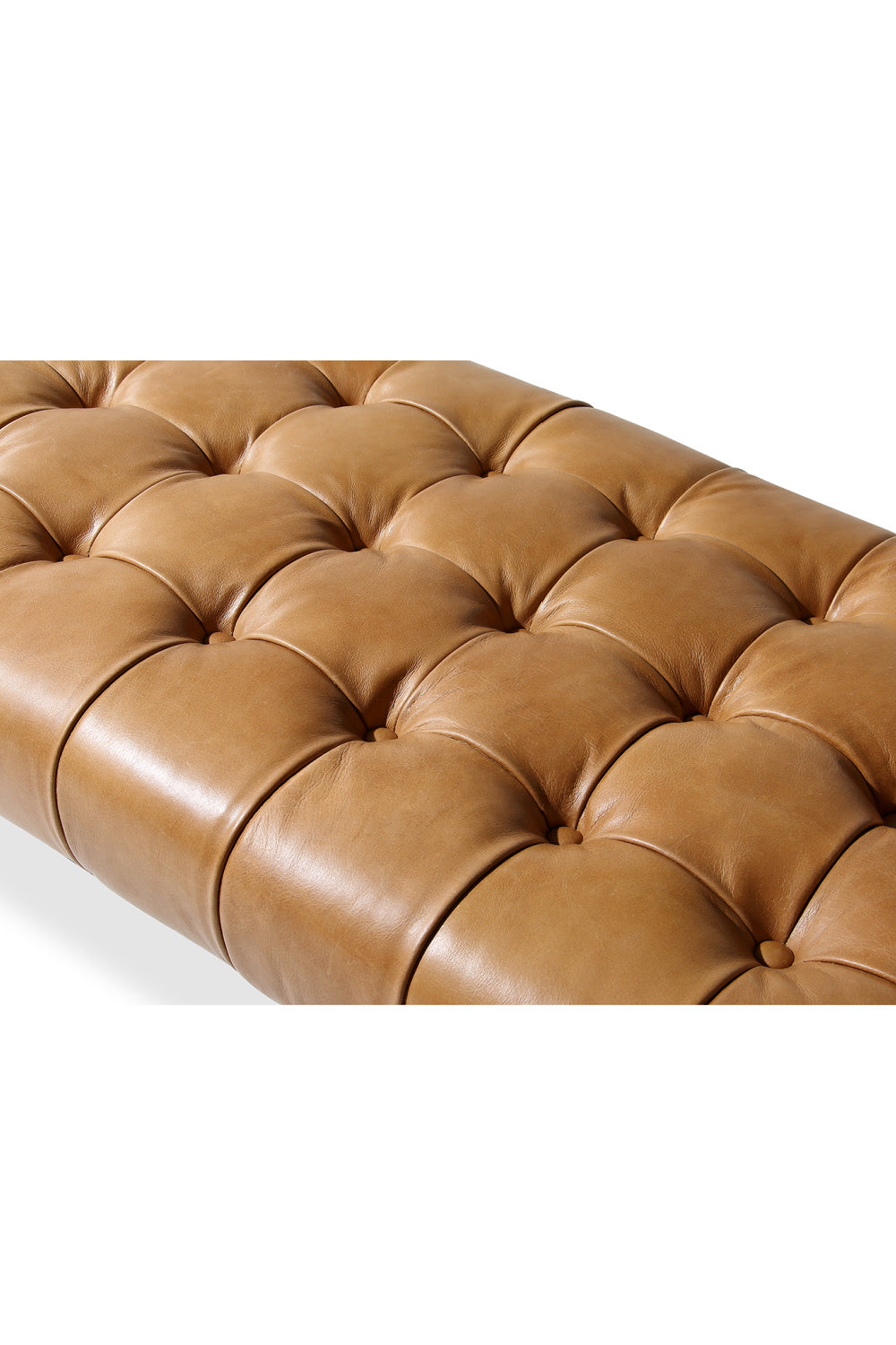 Modern European furniture - Tan Leather Tufted Bench - www.oroa.com